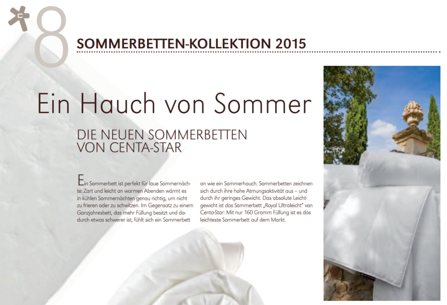 Centa Star Messezeitschrift 2015 Sommerbetten