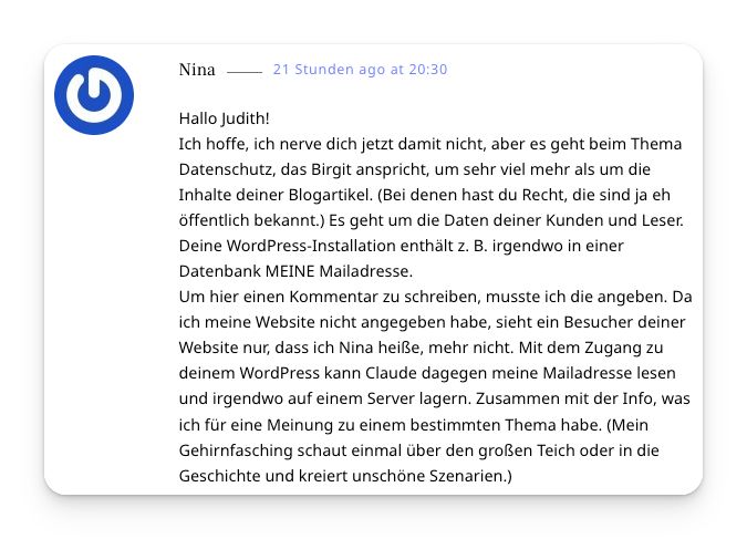 Die Kommentarfunktion in Blogs hat ein Datenschutz-Problem.