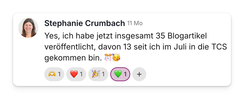 Community-Beitrag: 35 Blogartikel, 13 davon seit dem TCS-Start