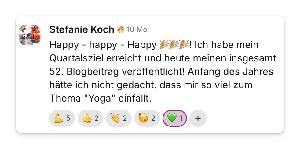 Community-Beitrag: Quartalsziel erreicht, 52. Blogbeitrag veröffentlicht