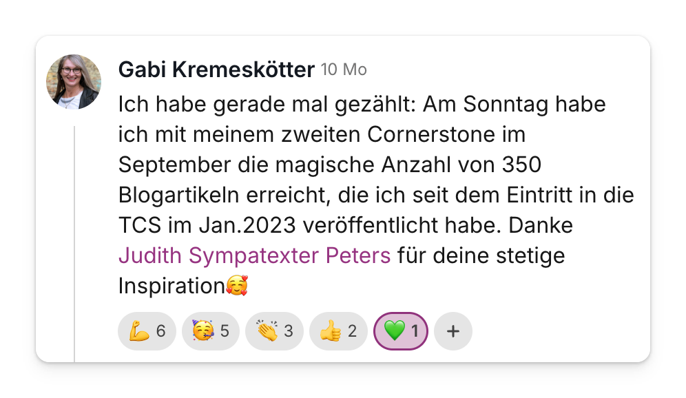 Community-Beitrag: 350 Blogartikel seit Eintritt in die TCS