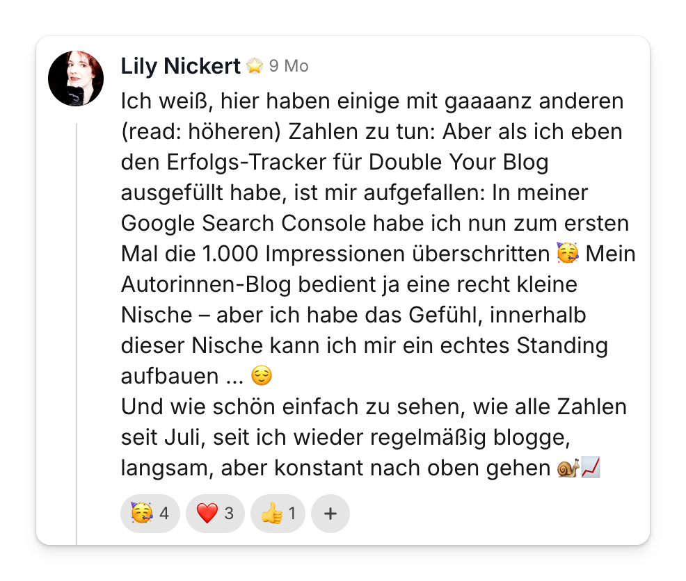 Community-Beitrag: erstmals 1.000 Impressionen in der Search Console
