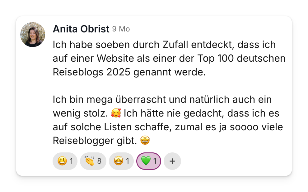 Community-Beitrag: unter den Top 100 deutschen Reiseblogs genannt
