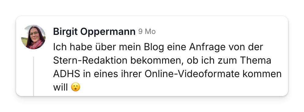 Community-Beitrag von Birgit Oppermann: Anfrage der Stern-Redaktion für ein Online-Videoformat über den Blog