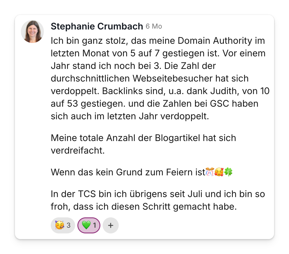 Community-Beitrag: Domain Authority gestiegen, Backlinks von 10 auf 53
