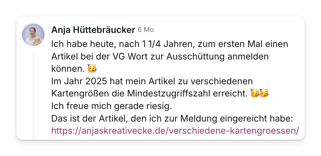 Community-Beitrag: erstmals einen Blogartikel bei der VG Wort anmelden können