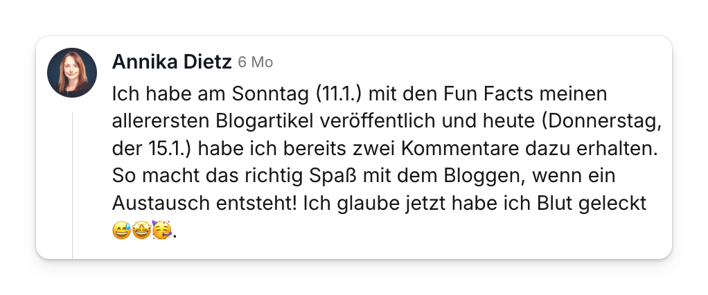 Community-Beitrag: erster Blogartikel veröffentlicht und schon zwei Kommentare