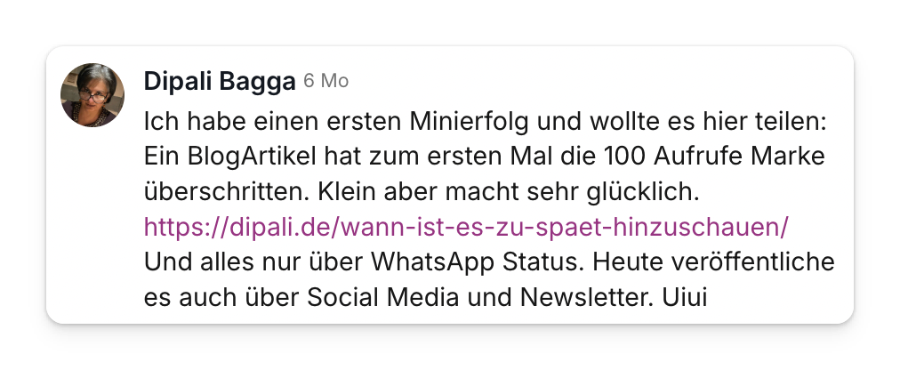 Community-Beitrag: erster Blogartikel mit über 100 Aufrufen