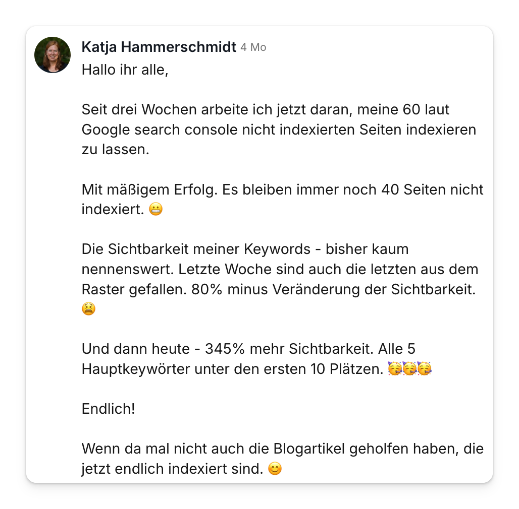 Community-Beitrag: 345 Prozent mehr Sichtbarkeit, alle fünf Hauptkeywords in den Top 10