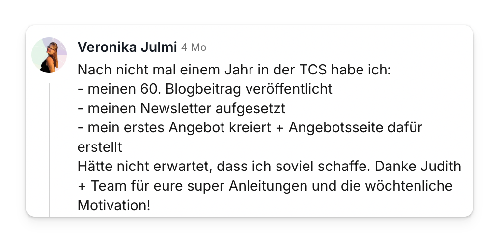 Community-Beitrag: 60. Blogbeitrag, Newsletter aufgesetzt, erstes Angebot erstellt