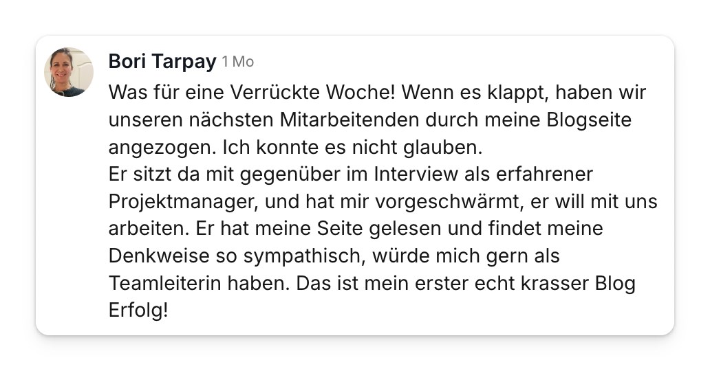 Community-Beitrag: neuer Mitarbeiter kam über die Blogseite