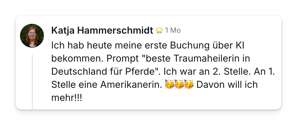 Community-Beitrag von Katja Hammerschmidt: erste Buchung über eine KI-Empfehlung
